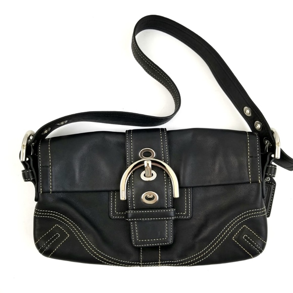 coach black leather shoulder bag